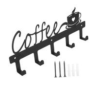 Gatuida Soporte de Pared para Tazas de Café Estante de Hierro Colgador de Tazas Negro Diseño Artístico Instalación Rápida Organizador de Cocina 4 Ganchos