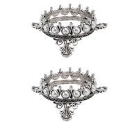 Gatuida Soporte para Bolígrafos de Manicura Vintage con Diseño de Tiara E Incrustaciones de Perlas, Metal Plateado, Set de 2 Piezas para Salón y Uso en Casa