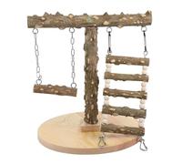 Gatuida Soporte para Pájaros De Madera Natural Multipisos con Escalera De Trepa para Loro Ejercicio y Entretenimiento para Jaulas De Aves Pequeños y Medianos