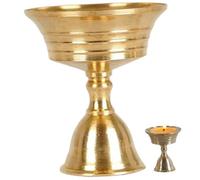 Gatuida Soporte para Vela de Cobre Decorativo Portavelas Vintage de Doble Cabeza para Luz de Mecha Soporte para Vela de Ghee Sólido y Líquido Candelabro Chino Antiguo