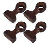 Gatuida Soportes de Barra de Cortina de Madera 28 Mm 1 Orificio, 4 Piezas, Color Café Oscuro, Soporte Resistente para Montaje en Pared, Adecuado para Baño, Dormitorio y Sala de