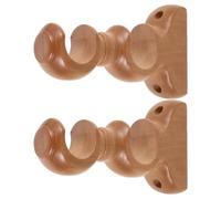 Gatuida Soportes de Barra Doble para Cortina de Madera Natural Base Fija para Montaje en Pared Compatibles Varillas de 28 MM Color Beige 2 Piezas para Sala Dormitorio y Cocina