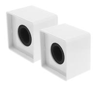 Gatuida Soportes para Micrófono Cuadrados de Abs Duradero para Entrevista Profesional, Diseño Creativo y Práctico Espacio para Logotipo, Paquete de 2 Unidades Blanco