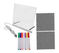 Gatuida Tablero de Escritura LED Transparente para Pizarra Plástica con Luz Fluorescente Borrable con Rotuladores de Colores y Base para Dibujo y Mensajes Casa Escuela y Oficina