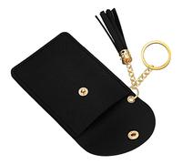 Gatuida Tarjetero con Llavero para Tarjetas de Crédito en Material Sintético PU Negro con Borla, Diseño Clásico y Funcional para Viajes y Compras Seguro y Compacto