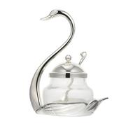 Gatuida Tarro Condimentos Vidrio Con Cuchara y Estante Cisne Recipiente Especias Decorativo Para Cocina y Mesa Para Sal Azúcar y Té Fácil Limpieza Diseño Elegante