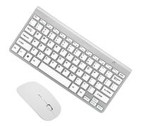 Gatuida Teclado y Ratón Inalámbricos Compactos para Pc, Estilo Moderno, Silenciosos 2.4 GHz, Plug and Play, Color Plateado, Combinación 2 Piezas para Oficina y Viajes