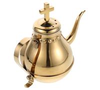 Gatuida Tetera de Agua de Comunión de Acero Inoxidable Dorado Cruz Refinada, Diseño Vintage, Limpieza Sencilla y Portátil para Ceremonias Religiosas en Iglesia