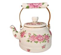 Gatuida Tetera de esmalte vintage, tetera de agua de esmalte floral de 2,85 cuartos con asa, decorativa para estufa, ideal para inauguraciones de casas o bodas.