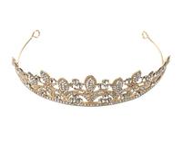 Gatuida Tiara Barroca para Novia Dorada Cristales y Perlas, Accesorio Cabello de Boda, Diadema Elegante para Fiesta, Comunión y Eventos Obsequios