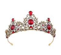 Gatuida Tiara de Novia Barroca Elegante Hojas de Aleación y Gemas de Imitación Roja, Adecuado para Peinados de Boda y Compromisos