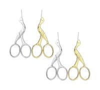 Gatuida Tijeras de Costura de Acero Inoxidable Estilo Retro en Forma de Cigüeña, 4 Piezas Mini Multifuncionales para Bordado y Manualidades, Colores Oro y Plata, Recortador de Punta