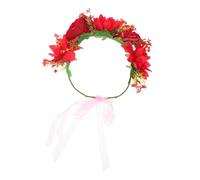Gatuida Tocado Artificial de Novia con Flores Artificiales Diadema para Novia para Ceremonias de Boda Eventos Formales y Fotos de Recién Casados Diseño de Guirnalda de Flores Rojas Hecha