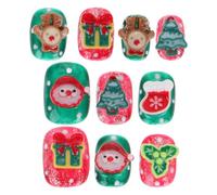 Gatuida Uñas Postizas Cortas Navideñas para Mujer Pegatinas Decorativas de Plástico de Cobertura Completa para Fiestas de Navidad Diseño de Uñas Temática de Navidad
