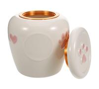 Gatuida Urna para Mascotas de Cerámica con Tapa Hermética, 600 Ml, Urna Pequeña para Cenizas de Perro y Gato con Diseño de Huellas y Corazones, Recuerdo Conmemorativo para Gatos y Perros