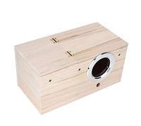 Gatuxe Caja de Madera para Nido de Pájaros, Casa de Pájaros, Apertura de Borde de Metal Duradero Universal con Soporte para Decoración de Jardín para Agapornis