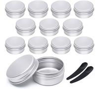 GAUATO 12 botes de aluminio de 5 ml, botes de crema para rellenar con tapa, vacíos, redondos, recipientes para bálsamo labial, recipiente para ungüentos, tarros pequeños para loción, crema, mini