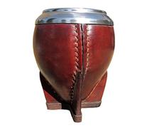 Gaucho Bruno Lujo Natural Calabaza envuelto en cuero de beber Yerba Mate - Con Borde