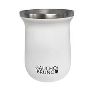 Gaucho Bruno - Mate industrial de acero inoxidable para beber yerba mate | Fácil de limpiar | Cómodo de sostener | Mantiene el calor durante más tiempo, color blanco