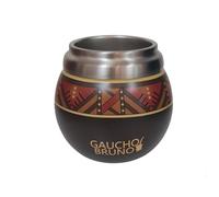 Gaucho Bruno - Mate Térmico de Acero Inoxidable para Tomar Yerba Mate Fácil de limpiar Cómodo de sostener Mantiene la temperatura de la bebida Diseñado para parecer una calabaza natural Con bombilla