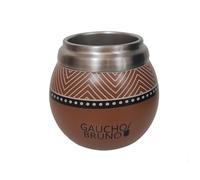 Gaucho Bruno - Mate Térmico de Acero Inoxidable para Tomar Yerba Mate Fácil de limpiar Cómodo de sostener Mantiene la temperatura de la bebida Encantador diseño que parece una calabaza natural