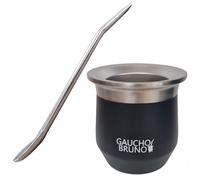 Gaucho Bruno - Mate Térmico de Acero Inoxidable para Tomar Yerba Mate | Fácil de limpiar | Cómodo de sostener | Mantiene la temperatura de la bebida | Con bombilla de acero inoxidable.