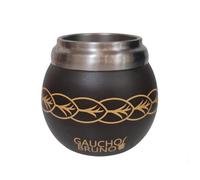 Gaucho Bruno - Mate Térmico de Acero Inoxidable para Tomar Yerba Mate | Fácil de limpiar | Cómodo de sostener | Mantiene la temperatura de la bebida | Encantador diseño que parece una calabaza natural