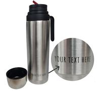 Gaucho Bruno Yerba Mate Flask - Termo térmico con pico vertedor de precisión, asa y tapa de rosca, para bebidas frías y calientes, acero inoxidable cepillado - Personalizable