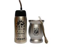 Gaucho Cebar Set de exterior Yerbomos Termo para té Yerba Mate 580 ml, un accesorio portátil para Yerba Mate | Vaso de acero inoxidable con pajita, apto para lavavajillas y duradero