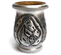 Gaucho Cebar Taza de té Palo Santo Mate de metal forjado | Hecho a mano mate taza de té Palo Santo completamente con grabado de metal mate taza de té, marrón