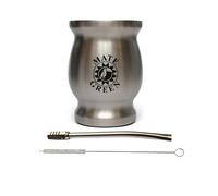 Gaucho Cebar Yerba Mate Juego de té mate de acero inoxidable con pajita de bombilla extraíble para té Yerba Mate, juego de té mate fácil de limpiar y muy resistente (plateado)