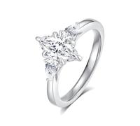 GAUDALGEM Solitaire - Anillos de compromiso de moissanita para mujer, color D, VVS1, corte ovalado, para aniversario, boda, plata de ley 925 chapada en oro blanco de 18 quilates, regalo para el día de