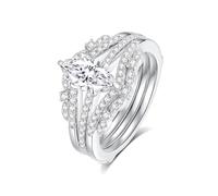 GAUDALGEM Solitaire - Anillos de compromiso de moissanita para mujer, color D, VVS1, corte ovalado, para aniversario, boda, plata de ley 925 chapada en oro blanco de 18 quilates, regalo para el día de