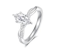 GAUDALGEM Solitaire - Anillos de compromiso de moissanita para mujer, color D, VVS1, corte ovalado, para aniversario, boda, plata de ley 925 chapada en oro blanco de 18 quilates, regalo para el día de