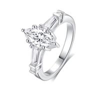 GAUDALGEM Solitaire - Anillos de compromiso de moissanita para mujer, color D, VVS1, corte ovalado, para aniversario, boda, plata de ley 925 chapada en oro blanco de 18 quilates, regalo para el día de
