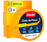 GAUDER Cinta de Pintor (48 mm x 50 m) | 4x Cinta de Enmascarar de Washi Premium para Bordes Precisos | Cinta Adhesiva Pro Sin Residuos | Cinta de Pintura para Paredes y Barnizado