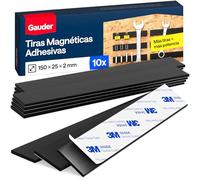 GAUDER Cinta magnética adhesiva - Potentes tiras magnéticas para objetos metálicos - Cintas magnéticas precortadas con adhesivo (10 piezas - 15 cm x 2 mm x 2 mm)