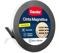 GAUDER Cinta Magnética Autoadhesiva - Banda Magnética Flexible Recortable para Manualidades, Organización y Decoración (6 m x 15 mm) - Imán en Tira