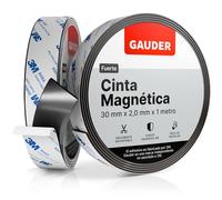 GAUDER Cinta Magnética Autoadhesiva Fuerte (30 mm x 1 m) | Tiras Magnéticas con Respaldo Adhesivo | Cinta Magnética