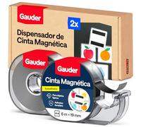 GAUDER Cinta Magnética con Dispensador - Tira Magnética Autoadhesiva para Objetos Ligeros - Cinta Imantada Recortable para Postales y Fotos sobre Superficies Metálicas (2 Unidades de 6 m x 19 mm)