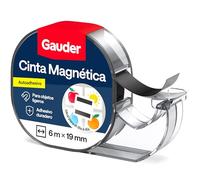 GAUDER Cinta Magnética con Dispensador - Tira Magnética Autoadhesiva para Objetos Ligeros - Cinta Imantada Recortable para Postales y Fotos sobre Superficies Metálicas (6 m x 19 mm)