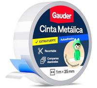GAUDER Cinta metálica autoadhesiva - Tiras finas con adhesivo de espuma para imanes, Figuras Tonie® y estanterías - Cinta ferrosa (1 m x 35 mm)