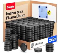 GAUDER Imanes para Pizarra Blanca, Nevera & Oficina - Discos Magnéticos Redondos Fuertes - Imanes Negros para Uso Diario (248 Piezas - 18 x 5 mm)