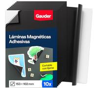 GAUDER Lámina Magnética Autoadhesiva - Hoja Imantada para Fotos, Manualidades y Carteles - Película Magnética Adhesiva para Hogar, Escuela y Oficina (10 Unidades - 153 x 102 mm)