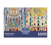 Gaudí's Architecture in Barcelona Puzzle De Madera Impermeable DIY Puzzles De 1000 Piezas para Adultos Colorido Rompecabezas Juegos Desafiantes