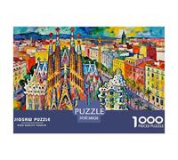 Gaudí's Architecture in Barcelona Puzzle De Madera Impermeable Puzzles De 1000 Piezas Regalos para Adultos Desafiante Y Estimulante Rompecabezas Juegos Desafiantes