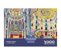 Gaudí's Architecture in Barcelona Puzzle De Madera Impermeable Puzzles De 1000 Piezas Regalos para Adultos Desafiante Y Estimulante Rompecabezas Juegos Desafiantes