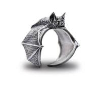 GAUEIOUR Anillos de murciélago vintage ajustables, anillo de murciélago negro de Halloween, anillo de joyería gótico de Halloween, anillo abierto personalizado de animales vintage, Metal