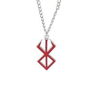 Collar con amuleto berserk con signo talismán, collar de concha de huevo negro, collar con colgante de aleación de leyenda de espada, unisex, regalo de joyería para fanáticos de los cómics (rojo),