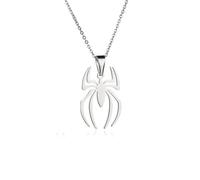 GAUEIOUR Collar con colgante de araña de acero inoxidable, cadena ligera ajustable de plata, accesorios de joyería, regalos para hombres y mujeres, 0, Acero inoxidable, No es una piedra preciosa